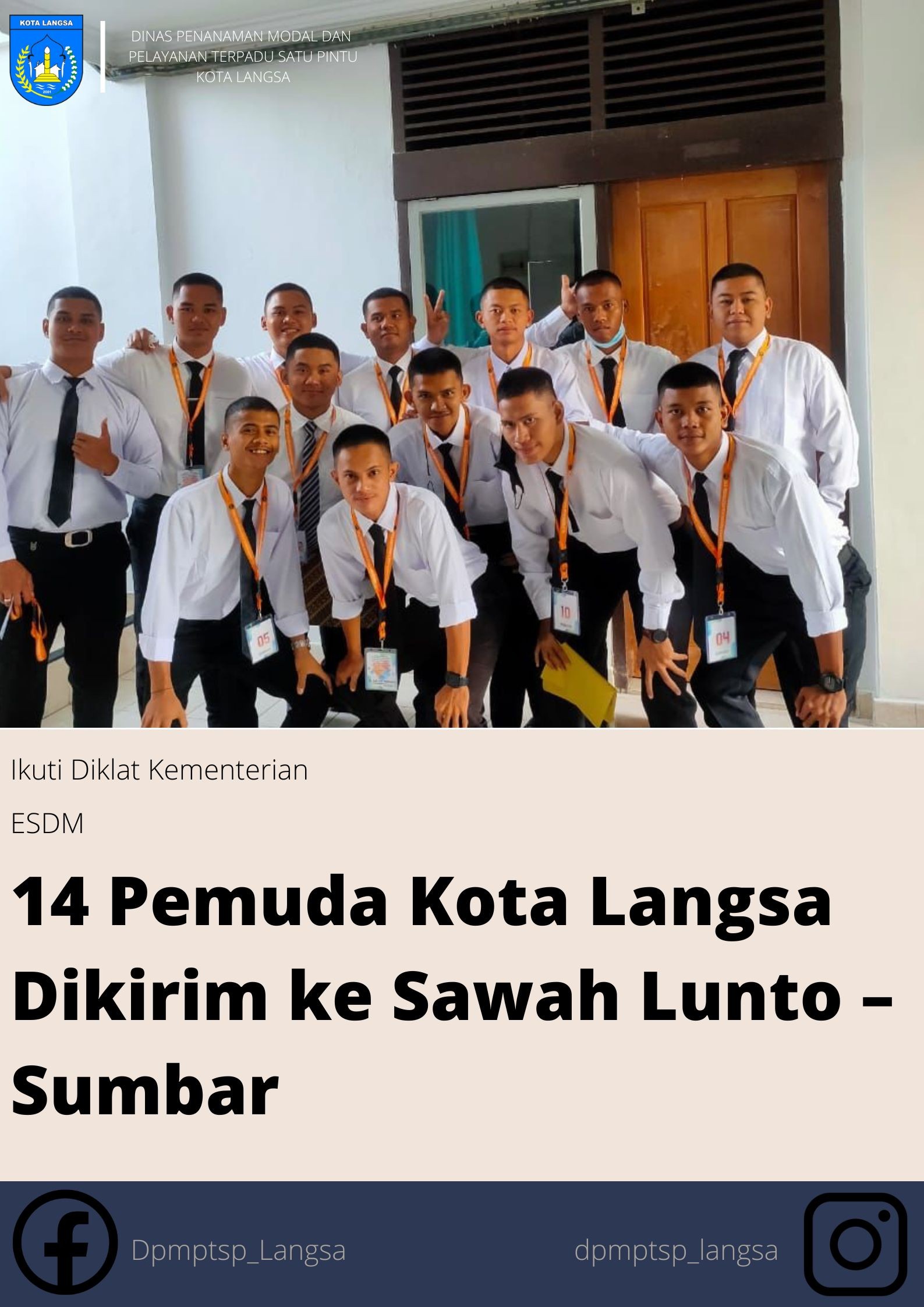 Ikuti Diklat Kementerian ESDM, 14 Pemuda Kota Langsa Dikirim ke Sawah Lunto – Sumbar